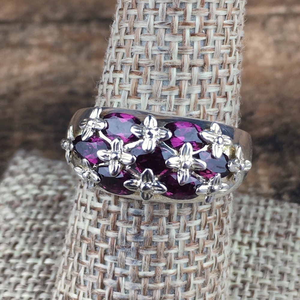 Michelle Albala Sterling Silver Rhodolite Garnet Ring 8